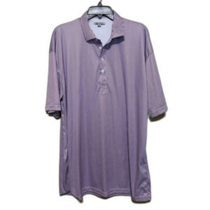 Collars & Co Dress Collar Polo Shirt Mens 2XL XXL Purple White Stripe Stretch